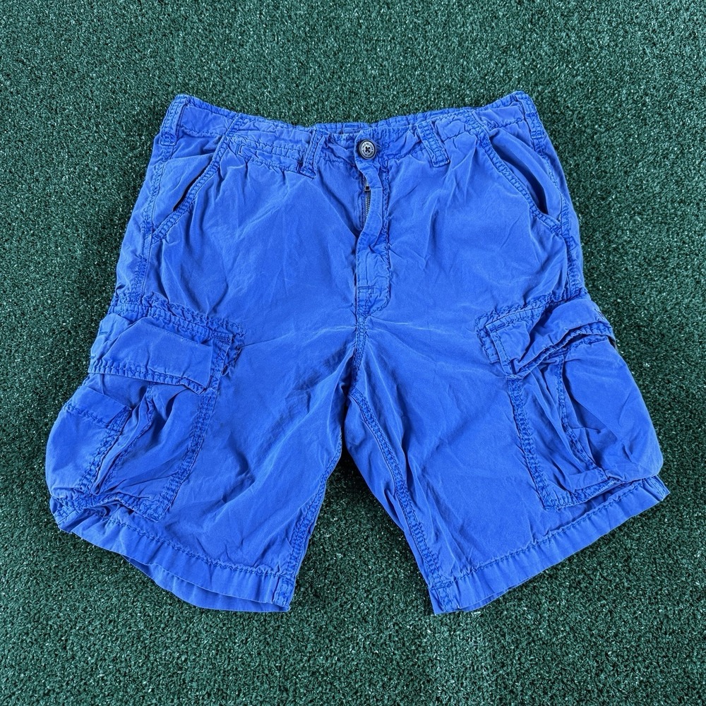 True Religion Men's Shorts Size 33 Blue Cargo Pockets